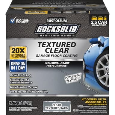 Rust-Oleum 317382 RockSolid Garage Floor Coating, 2.5 Car Kit, Textured Clear