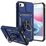 SKMY for iPhone SE 2022/3rd/2020 8/7 Case,with Screen Protectors and Camera Cover,[Military Grade] 16ft.Drop Tested Cover with Magnetic Kickstand Protective Case for iPhone 8, Blue
