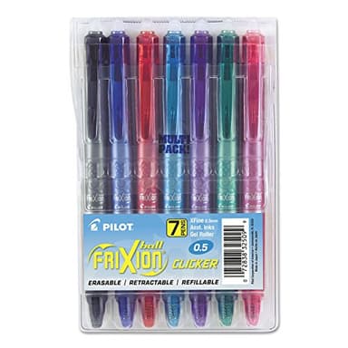 PILOT FriXion Clicker Erasable, Refillable & Retractable Gel Ink Pens, Extra Fine Point, Assorted Color Inks, 7-Pack Pouch (32509)