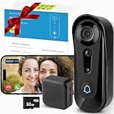 Rboxihen Doorbell Camera Wireless No Subscription - Video Doorbell with Chime, 2.4 Wi-Fi Door Bell Cameras Wireless - Built-in 32GB Local Storage/2 Way Audio/Night Vision