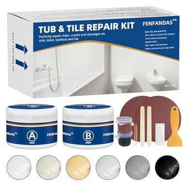Tub and Fiberglass Shower Repair Kit White, 3.7oz Porcelain Tile Repair Kit, Porcelain Sink and Acrylic Bathtub Repair Kit for Cracks Chips Dents Holes Almond/Biscuit/Bone