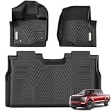 YITAMOTOR Floor Mats Fit for Ford F-150/F150 Lightning SuperCrew Cab 2025-2015(Rear w/o U-Seat Flat Storage),TPE All Weather F150 Truck mats, 1st & 2nd Row