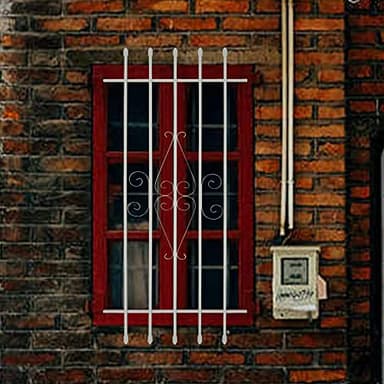 Grisham Spear Point Heavy-Duty Window Bars (White, 24"X54") Window Safety Guards for Childen, Outdoor Prevent Burglary Window Security Bars