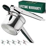 Bellemain 15 oz Large Potato Ricer | Heavy-Duty Stainless Steel Potato Ricer & Masher | Perfect for Mashed Potatoes | Ricer Kitchen Tool with Fixed Disc (Black)