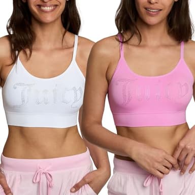 Juicy Couture Women's Multipack Seamless Comfort Lounge Wirefree Bralettes (US, Alpha, Large, Regular, Regular, 2, Pink Please/White)