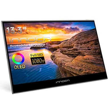 INNOCN Portable Monitor 13.3" OLED FHD 1080P 100% DCI-P3 1MS 100000:1 USB C Plug Play Second Travel Computer Display Mini HDMI Photo Video Editing for Laptop MacBook PC Console