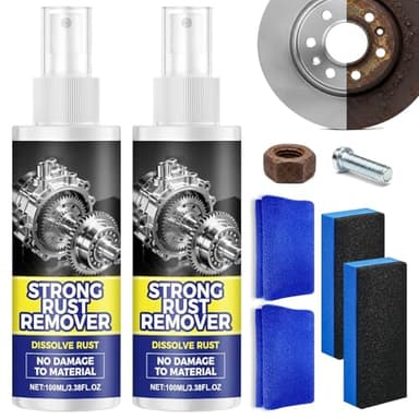 2Pcs Rust Remover Spray, Multipurpose Rust Stain Remover,Strong Rust Remover,Rust Remover Spray for Metal, Heavy Duty Metal Cleaner for Vehicles, Tools, Chains