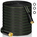 Ahititi Garden Hose 75 ft Water Hose Flexible Heavy Duty Outdoor Lightweight No Kink Long Non-Expandable High Pressure Flat Hoses Pipe 75’ Strong 3/4’’ Brass Fitting for Outside Yard Lawn Car Wash