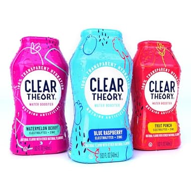 Clear Theory Water Flavoring Drops, Electrolytes Drink Mix, Water Enhancer Liquid, Flavored Hydration for Kids, Vegan, Gluten Free, Low Calories, Stevia, Variety Pack, 3 Pack, 1.62 Fl Oz Bottles