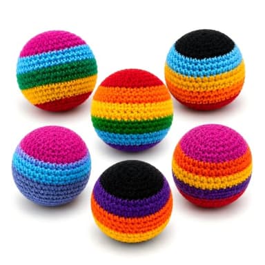 6-Pack Hacky Footbags Sack, Handmade Crochet Footbag Set for Teens & Adults