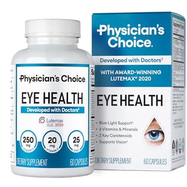 Physician's Choice Eye Health - Lutein, Zeaxanthin & Bilberry Extract - Supports Eye Strain, Dry Eyes, and Vision Health - 2 Award-Winning Clinically Proven Eye Vitamin Ingredients - Carotenoid Blend