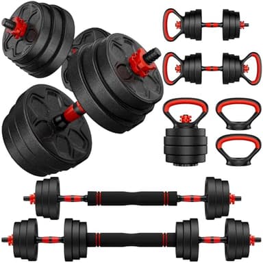 BDSHE Adjustable Dumbbell Set, 45lbs Free Weight Set with Upgraded Nut,4 in1 Dumbbells Set Used as Barbell, Kettlebells, Push up Stand, Weight Set for Home Gym Suitable Men/Women