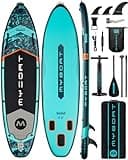 MYBOAT 11'6"×34"×6" Extra Wide Inflatable Paddle Board, Stand Up Paddle Board for Fishing, Sup Board with 3 Removable Fins, Dual Bungees, Camera Mount, Hand Pump, Strong Paddle, 5L Dry Bag, Leash