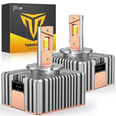 Termitor D5S Bulbs, 60,000LM Extreme Brightness, 6500K Cool White, 1:1 HID OEM Size, 3-Minute Quick Install, IP68 Waterproof, 10-Year Lifespan, 99% Vehicle Compatibility, Pack of 2