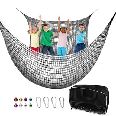 Toriexon Climbing Cargo Net 9.8' x 9.8', Double Layers Playground Safety Net, with Storage Bag Climbing Net for Kids Outdoor Treehouse