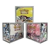 TCGHalo Booster Box Acrylic Case (3 Pack) Sliding Magnetic Lid Protective Acrylic Box Pokemon Case For Pokemon Card Display Case For Hard Pokemon Booster Box Case Storage Clear Acrylic Display Case