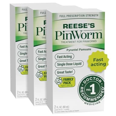EESE'S Pinworm Medicine Liquid for Entire Family, Full Prescription Strength, 2 Oz, Pack of 3, #1 Doctor Recommended Single Dose Pyrantel Pamoate Dewormer for Adults & Kids Ages 2+, Banana Flavor