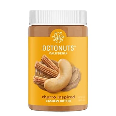 Octonuts Churro Cashew Butter – 16 oz Gluten Free, Vegan, Non-GMO Cinnamon Nut Butter, No Soy, No Dairy, No Peanuts, No Palm Oil – Sweet Cashew Cream Spread for Healthy Snacks