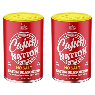 Cajun Nation NO SALT Cajun Seasoning 5 oz – Gluten Free, No MSG– Louisiana Spicy Cajun Seasoning for Turkey, Jambalaya, Gumbo, Seafood & More, 2-Pack