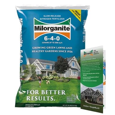 Milorganite All-Purpose Eco-Friendly Slow-Release Nitrogen 6-4-0 Fertilizer, 32 lb Bag - for Lawns, Flowers, and Gardens - Includes Bonus Feeding & Spreader Tips Brochure
