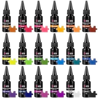 LET'S RESIN UV Resin,18 Dark Colored UV Resin, Odorless & Low Shrinkage UV Color Resin with Vibrant Colors, Black and White UV Resin Kit for Crafts, Jewelry Making, Colored Resin Casting and Coating
