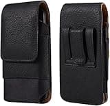 Newyorkcellphone Black Vertical Leather Belt Loop Case with Card Holder is Compatible with Lively Jitterbug Smart4, Smart3 Smartphone