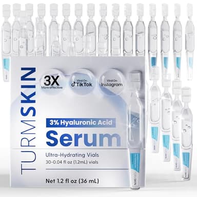 TURMSKIN® Hyaluronic Acid Serum Ampoules [ULTRA HYDRATING VIALS] - 3% Hyaluron Booster for Glass Skin & Anti Aging - 24 Hours Hydration - Soft PE Triple Hyaluronic Complex for Faceskin Repair & Renew