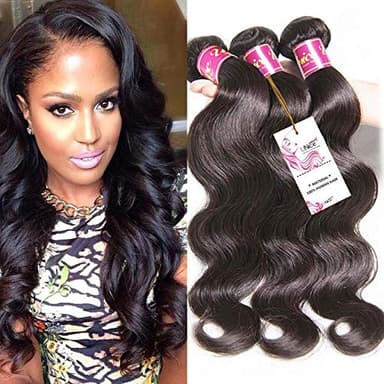 Unice Hair 16 18 20inch Brazilian Virgin Human Hair Weave 3 Bundles Deal Brazilian Body Wave Hair Weft Extensions Natural Color