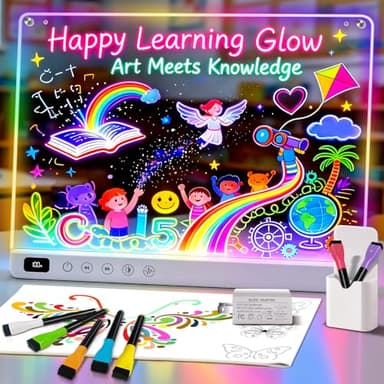 Lumiboard LED Drawing Board for Kids, Rechargeable 16" Light Up Writing Tablet with 8 Colors & 6 Light Modes, Magic Glow Board, Reusable Drawing Pad Gift for Boys and Girls