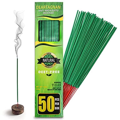 Mosquito Repellent Incense Sticks 50 Pieces per Box, for Patio/Natural Ingredients Citronella Oil/Lemongrass Oil/Made Natural Based Essential - DEET Free - Mosquito Repellent Outdoor
