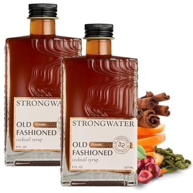 Strongwater Old Fashioned Mix - Makes 64 Cocktails - Handcrafted Old Fashioned Syrup with Bitters, Orange, Cherry, Organic Demerara Sugar - Craft Cocktail Mixer, Just Mix with Bourbon,Whiskey - 2 Pack