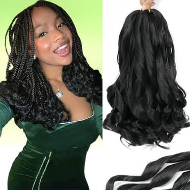 French Curl Braiding Hair 14 Inch Curly Braiding Hair 8 Packs Pre Stretched Bouncy Loose Wave French Curls Crochet for Black Women (1B, 14 inch (pack of 8))