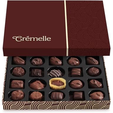 Cremelle Chocolate Gift Box, 20 Pieces Collection of Mothers Day Chocolate Gift Basket, Perfect Chocolates Assortments for Any Occasion, Holidays, Birthdays, Anniversaries, Corporate Gourmet Gifts Baskets and More