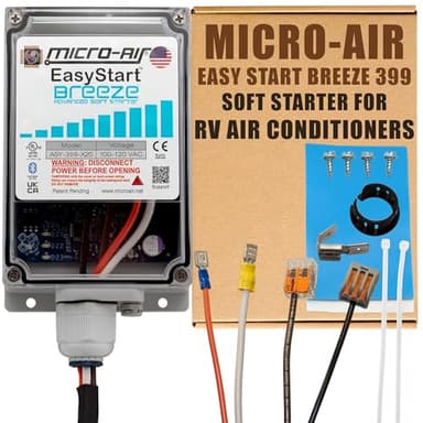 MICRO-AIR EasyStart Breeze 399 with Bluetooth - Soft Starter for RV Air Conditioners - Starter Compressor Unit for Travel Trailers - Soft Start for 120V RV A/C Motors - Breeze w/Installation Kit