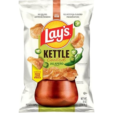 Lay's Kettle Cooked Jalapeno Potato Chips, 8 Oz