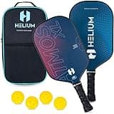 Helium Pro Carbon Fiber Pickleball Paddle Set of 2 - USAPA Certified Pickleball Paddles, High-Spin Texture, Lightweight Honeycomb Core (2 Paddles, 4 Balls, 1 Sports Bag)