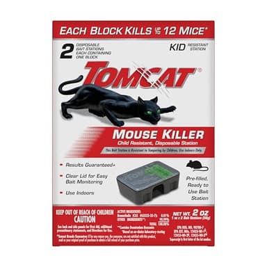 Tomcat Mouse Killer Child Resistant, Disposable Station, 2 Pre-Filled Ready-To-Use Bait Stations