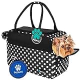 PetAmi Dog Purse Carrier for Small Dogs, Airline Approved Soft Sided Pet Carrier with Pockets, Ventilated Dog Carrying Bag for Puppy Cat, Dog Travel Supplies Bag, Sherpa Bed, Max 12 lbs, Polka Dot