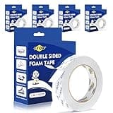 5 Rolls Double Sided Tape Heavy Duty White PE Foam Tape, 1 in X 16.5 Ft Mounting Tape Removable Strips Strong Weatherproof Adhesive Tape for Hanging Picture Poster, Carpets, Paint Wall No Damage