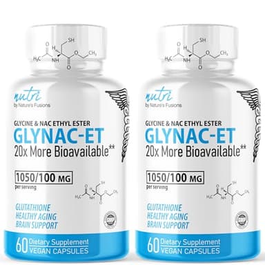GlyNAC-ET NAC Supplement N-Acetyl Cysteine Ethyl Ester (Pack of 2) - 20x More Bioavailable Than GlyNAC - Glycine & N-acetylcysteine Ethyl Ester Anti Aging Supplement, Boost Glutathione (120 Capsules)