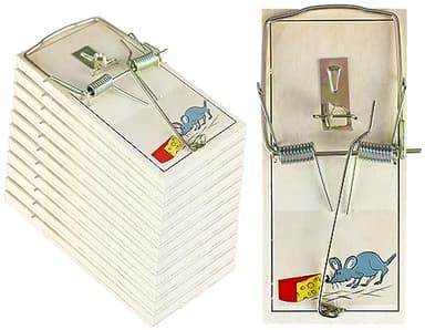 Harrier Hardware 12-Pack Rat Trap Bulk Set - Reliable Double Spring Mechanism with Sturdy Wood Base and Metal Plate for Indoor and Outdoor Quick Strong Snap