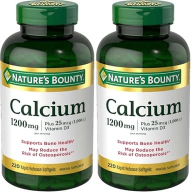 Nature's Bounty Calcium 1200 mg with Vitamin D3, Bone Health & Immune Support, Vitamin D3 1000 IU, 220 Softgels (Pack of 2)