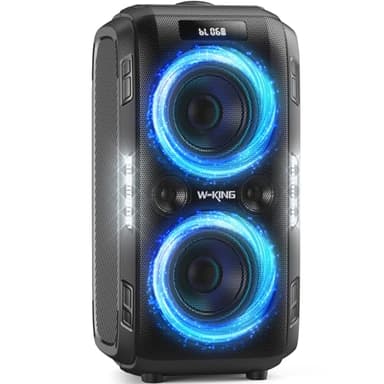 W-KING 270W Peak Party Large Loudest Bluetooth Speaker Bigest Boom Box, Portable Speakers Wireless/12 Custom Deepest Bass/Massive 125dB 6.5''x2 Subwoofer/IPX5/MIC&GTR in/USB/TF/AUX, Removable Battery