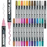REALZEVA Acrylic Paint Markers, 24 Colors Paint Pens Acrylic Markers for Rock Painting, Wood, Ceramic, Glass, DIY Crafts & Art Supplies.