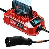 Xislet 48V 15A Golf Cart Battery Charger for Club Car Precedent & DS Lead Acid Battery, 3-Pin Round Plug Cable, 2025 Upgraded LED Visual Charging Display, Red