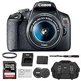 Canon EOS Rebel T7 DSLR Camera with 18-55mm Lens Bundled with 64GB Memory Card + Camera Bag + 58mm UV Filter + Microfiber Cleaning Cloth (5 Items)