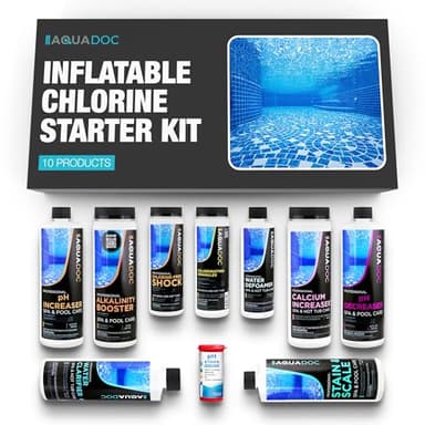 AquaDoc Inflatable Hot Tub Chemical Kit With Chlorine - Spa Starter Kit & pH Control - Convenient for Hot Tubs