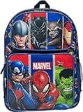Marvel Superheroes 16" Licensed Cargo School Backpack For Boys (Avengers Black-Blue)