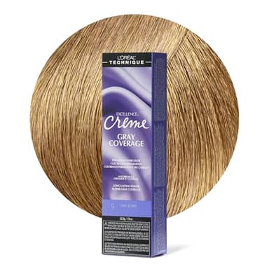 L'OREAL TECHNIQUE Excellence Crème Permanent Hair Color - Long-Lasting Hair Dye, Rich Formula With No-Drip Application, Superb Gray Coverage, 9 Light Blonde