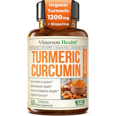 Turmeric with Black Pepper - High Potency Organic 1200mg Turmeric Curcumin Supplement for Joint Support & Digestive Health - Curcumin with Black Pepper for High Absorption - Non-GMO - 60 Capsules